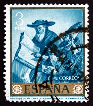 Postage stamp Spain 1962 Apotheosis of St. Thomas Aquinas