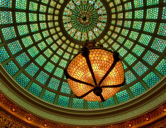 Chicago Cultural Center Chandelier and Tiffany Dome